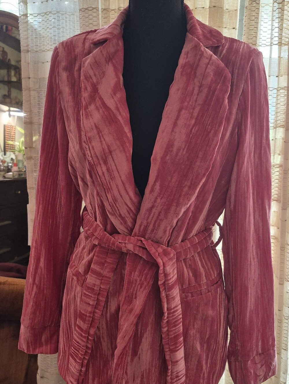 Iris Vibrant Pink Textured Tie Waist Blazer Jacket